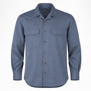 Ralph Lauren Loop Collar‎ Wool Blend Blouse Women's Size 6 Blue Button Up